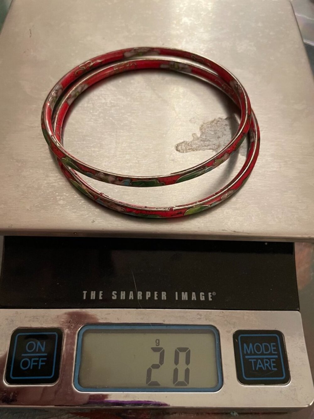 Vintage Jewelry Bundle Set of 2 Red Cloisonne Bangles 1960s Retro 20 grams Boho - Picture 10 of 14